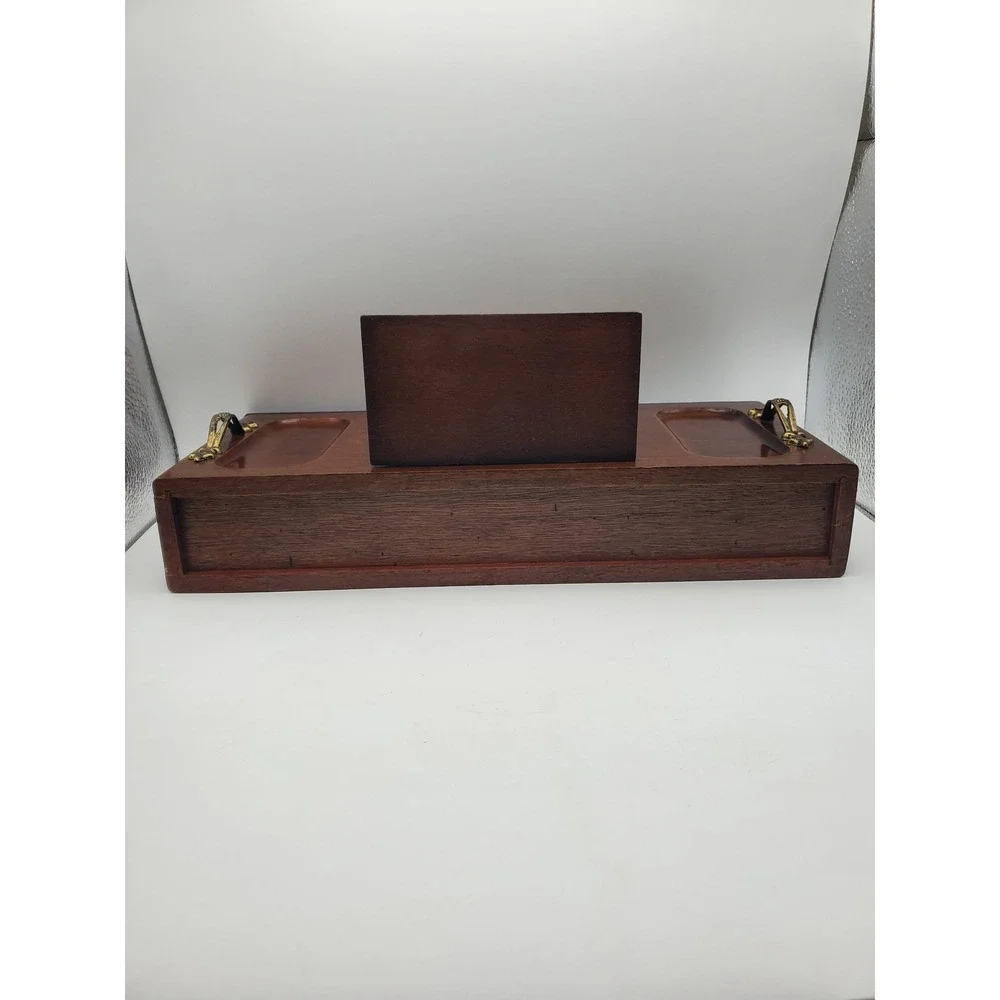 Vintage London Leather Men's Wooden Dresser Valet Box